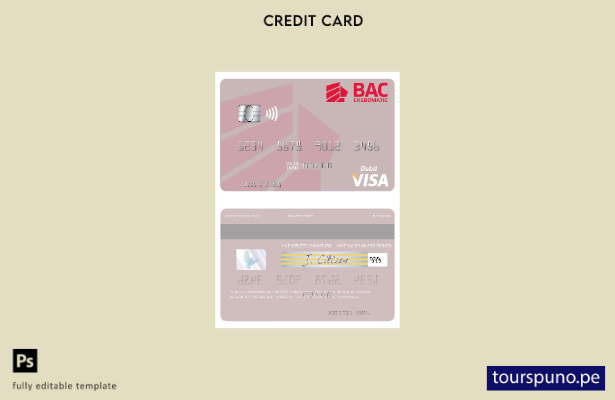 lista para imprimir plantilla de tarjeta de débito visa BAC Credomatic de Nicara